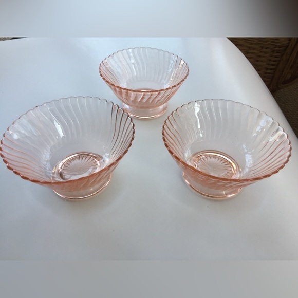 Jeannette Glass Co Other - Vintage Swirl “Petal Swirl” Pink Depression Glass Low Footed Sherbet (se…